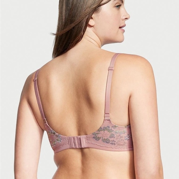 Victoria's Secret Blush Silver Lace Body by VS Perfect Shape PushUP Bra 34D NWT - Picture 2 of 11